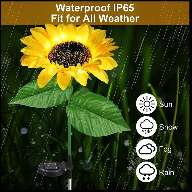 Solar Sunflower Garden Lights (2 Pcs) – Waterproof Outdoor LED Decoration