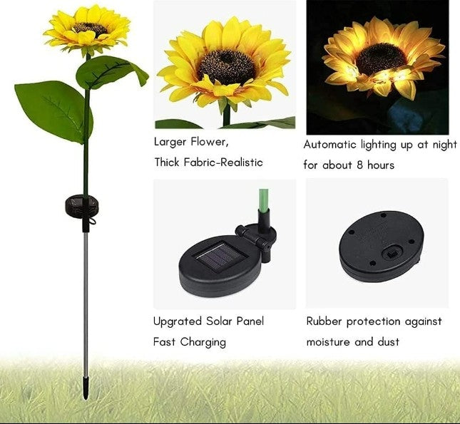 Solar Sunflower Garden Lights (2 Pcs) – Waterproof Outdoor LED Decoration