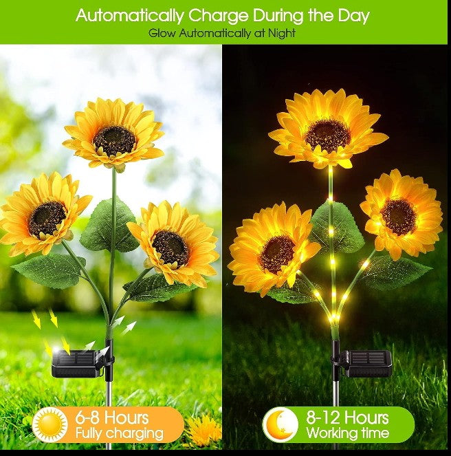Solar Sunflower Garden Lights (2 Pcs) – Waterproof Outdoor LED Decoration